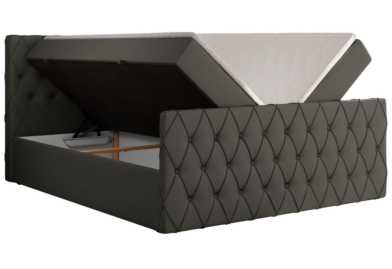 Łóżko kontynentalne MIREN DUO 120x200 - H4 - szary, ekoskóra