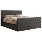 Łóżko kontynentalne MIREN DUO 200x200 - H4 - szary, ekoskóra