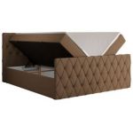 Łóżko kontynentalne MIREN DUO 120x200 - H3 - brązowy, ekoskóra