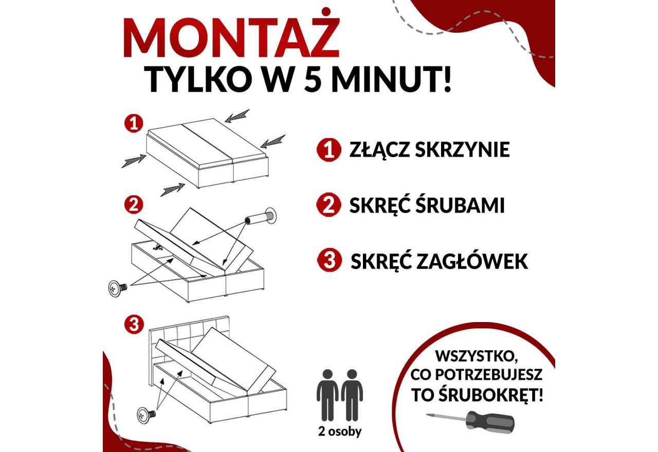 Łóżko kontynentalne MIREN DUO 160x200 - H3 - brązowy, ekoskóra