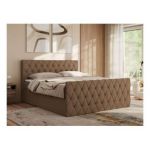 Łóżko kontynentalne MIREN DUO 180x200 - H3 - brązowy, ekoskóra