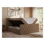 Łóżko kontynentalne MIREN DUO 180x200 - H3 - brązowy, ekoskóra