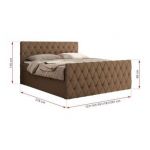 Łóżko kontynentalne MIREN DUO 200x200 - H3 - brązowy, ekoskóra