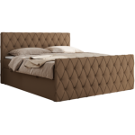 Łóżko kontynentalne MIREN DUO 160x200 - H4 - brązowy, ekoskóra