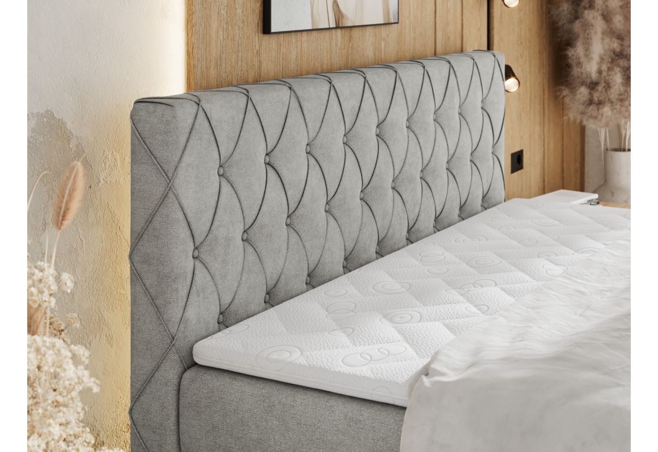 Łóżko kontynentalne MIREN KING DUO 140x200 - H3 - jasnoszary, struktura