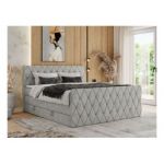 Łóżko kontynentalne MIREN KING DUO 160x200 - H3 - jasnoszary, struktura