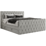 Łóżko kontynentalne MIREN KING DUO 200x200 - H3 - jasnoszary, struktura