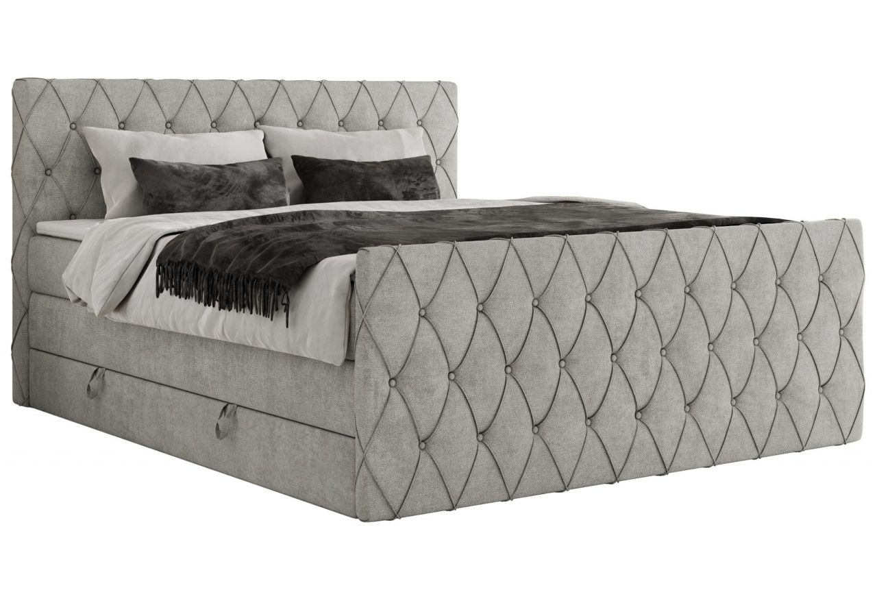 Łóżko kontynentalne MIREN KING DUO 200x200 - H3 - jasnoszary, struktura