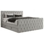 Łóżko kontynentalne MIREN KING DUO 200x200 - H3 - jasnoszary, struktura