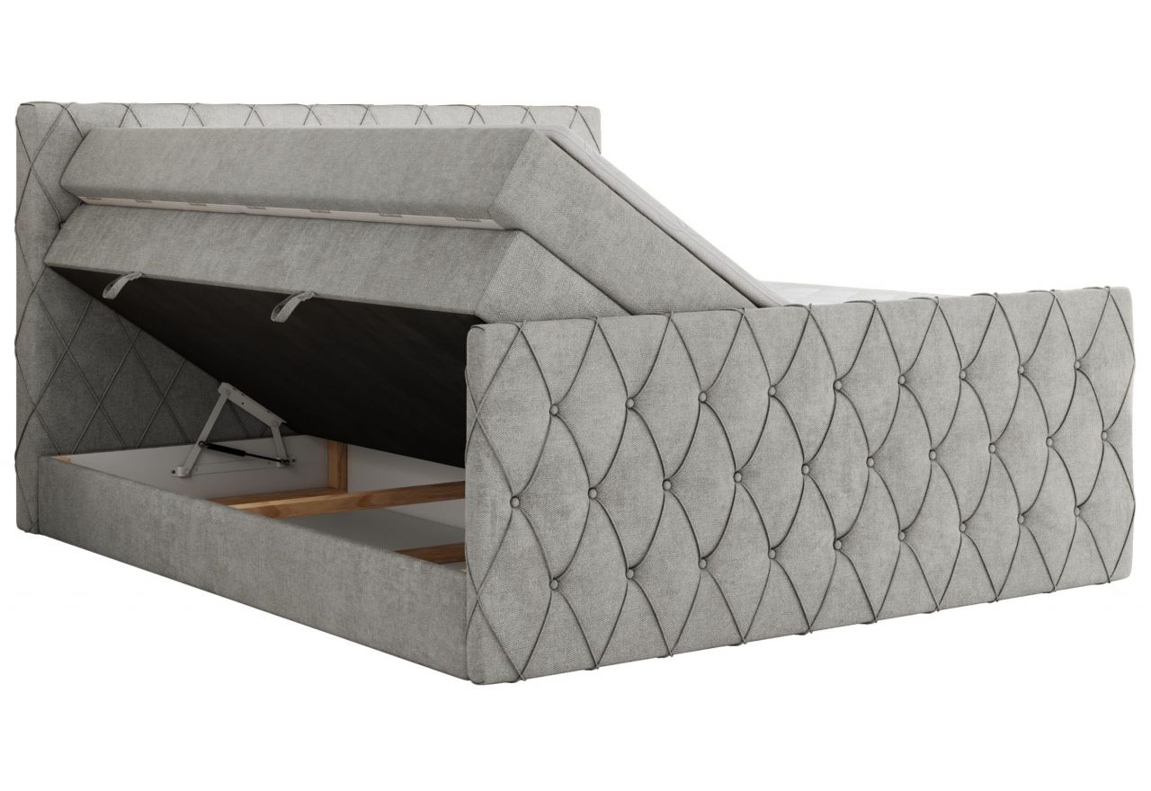 Łóżko kontynentalne MIREN KING DUO 200x200 - H3 - jasnoszary, struktura