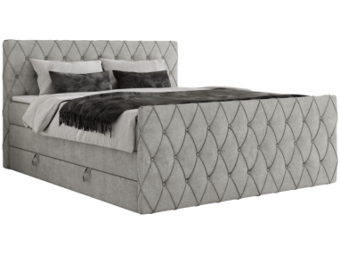 Łóżko kontynentalne MIREN KING DUO 200x200 - H4 - jasnoszary, struktura