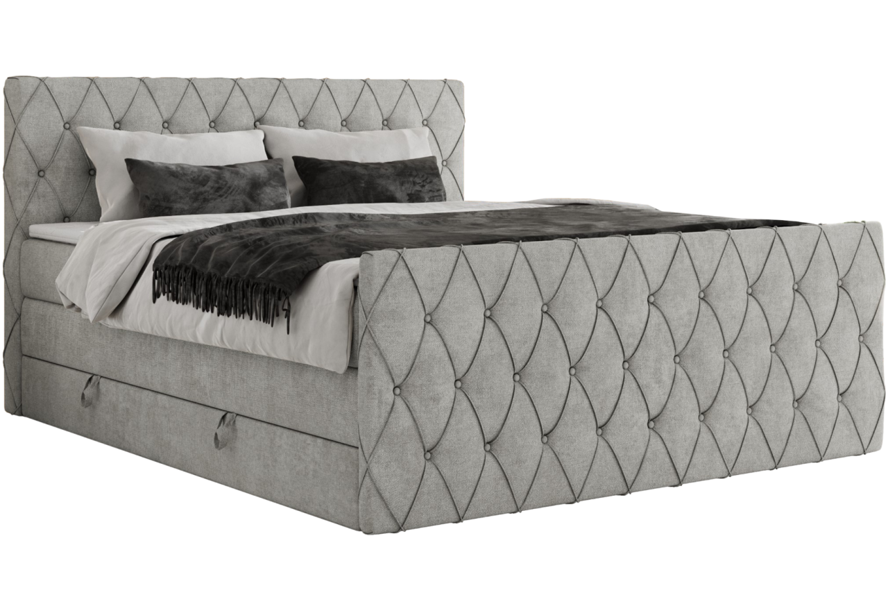 Łóżko kontynentalne MIREN KING DUO 200x200 - H4 - jasnoszary, struktura