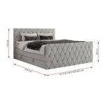 Łóżko kontynentalne MIREN KING DUO 200x200 - H4 - jasnoszary, struktura