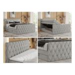 Łóżko kontynentalne MIREN KING DUO 200x200 - H4 - jasnoszary, struktura