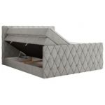 Łóżko kontynentalne MIREN KING DUO 200x200 - H4 - jasnoszary, struktura