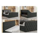 Łóżko kontynentalne MIREN KING DUO 160x200 - H3 - ciemnoszary, struktura