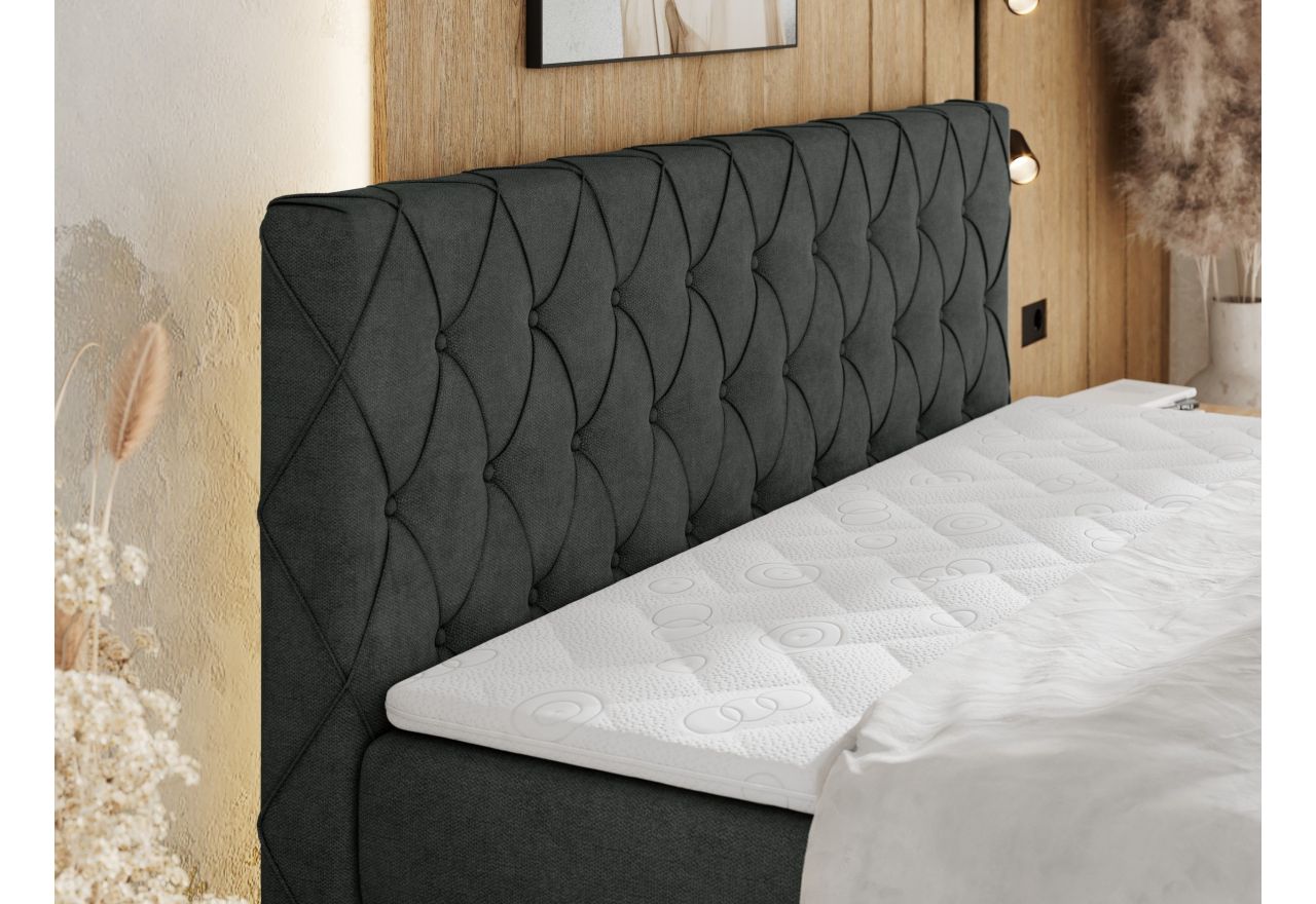 Łóżko kontynentalne MIREN KING DUO 180x200 - H3 - ciemnoszary, struktura