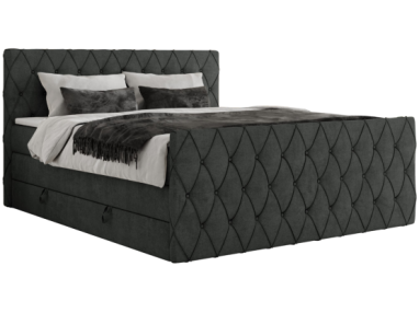 Łóżko kontynentalne MIREN KING DUO 200x200 - H3 - ciemnoszary, struktura