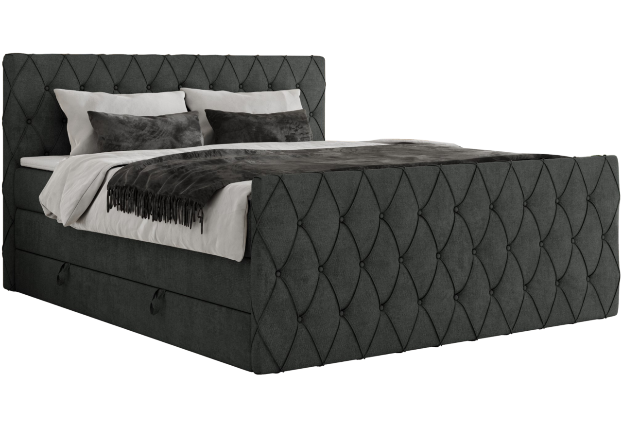 Łóżko kontynentalne MIREN KING DUO 200x200 - H3 - ciemnoszary, struktura