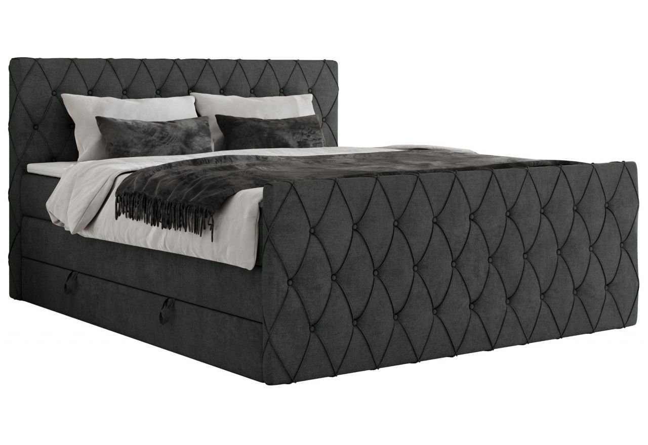 Łóżko kontynentalne MIREN KING DUO 200x200 - H3 - ciemnoszary, struktura