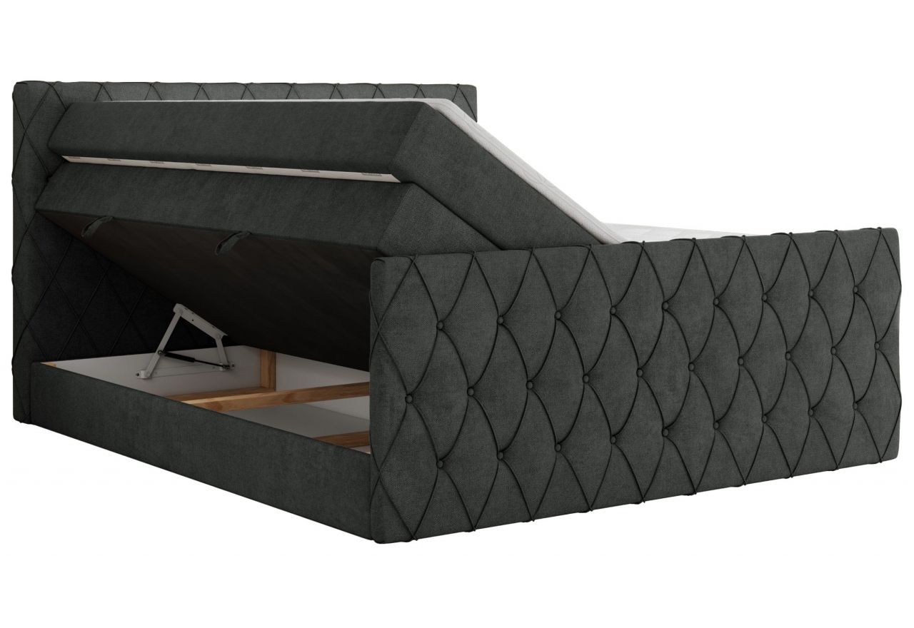 Łóżko kontynentalne MIREN KING DUO 200x200 - H3 - ciemnoszary, struktura