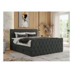 Łóżko kontynentalne MIREN KING DUO 200x200 - H4 - ciemnoszary, struktura