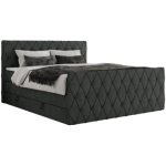 Łóżko kontynentalne MIREN KING DUO 200x200 - H4 - ciemnoszary, struktura