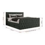 Łóżko kontynentalne MIREN KING DUO 200x200 - H4 - ciemnoszary, struktura