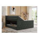 Łóżko kontynentalne MIREN KING DUO 200x200 - H4 - ciemnoszary, struktura