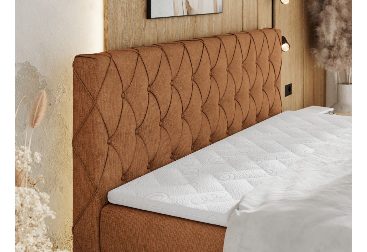 Łóżko kontynentalne MIREN KING DUO 200x200 - H3 - pomarańczowy, struktura