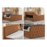 Łóżko kontynentalne MIREN KING DUO 200x200 - H3 - pomarańczowy, struktura