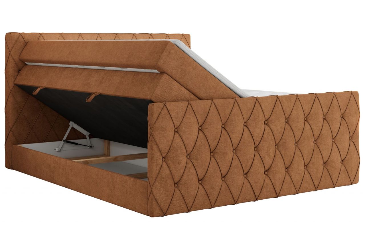 Łóżko kontynentalne MIREN KING DUO 200x200 - H3 - pomarańczowy, struktura