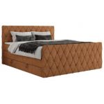 Łóżko kontynentalne MIREN KING DUO 120x200 - H4 - pomarańczowy, struktura