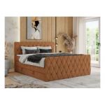 Łóżko kontynentalne MIREN KING DUO 160x200 - H4 - pomarańczowy, struktura
