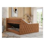 Łóżko kontynentalne MIREN KING DUO 160x200 - H4 - pomarańczowy, struktura