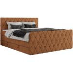 Łóżko kontynentalne MIREN KING DUO 200x200 - H4 - pomarańczowy, struktura