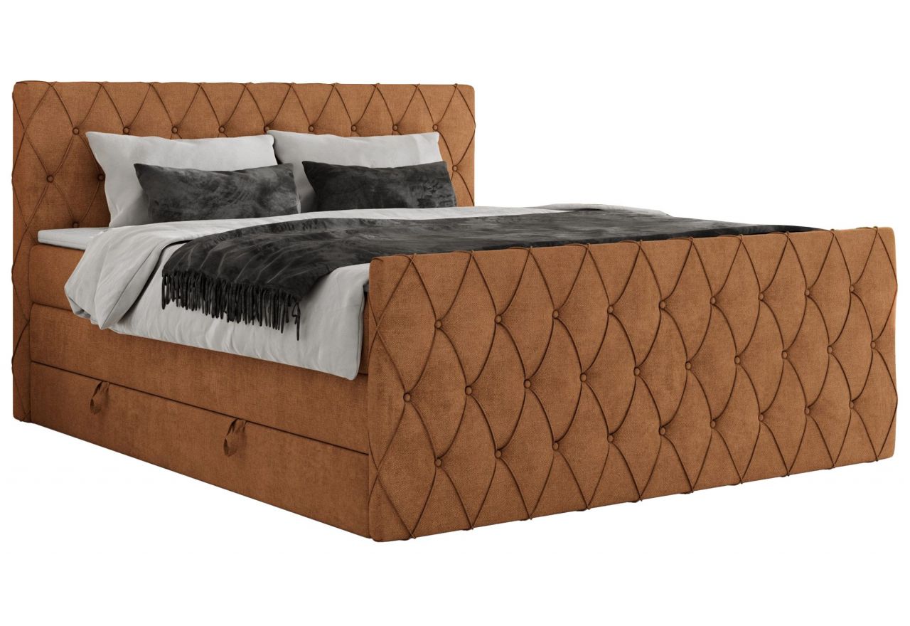 Łóżko kontynentalne MIREN KING DUO 200x200 - H4 - pomarańczowy, struktura