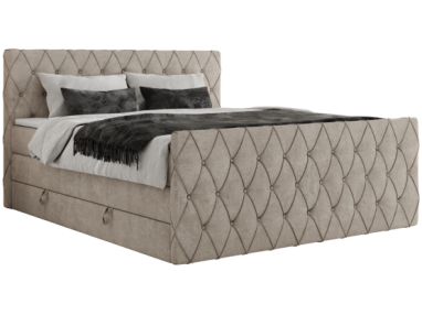 Łóżko kontynentalne MIREN KING DUO 120x200 - H3 - beżowy, struktura