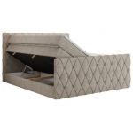 Łóżko kontynentalne MIREN KING DUO 140x200 - H3 - beżowy, struktura