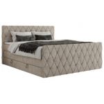 Łóżko kontynentalne MIREN KING DUO 160x200 - H3 - beżowy, struktura