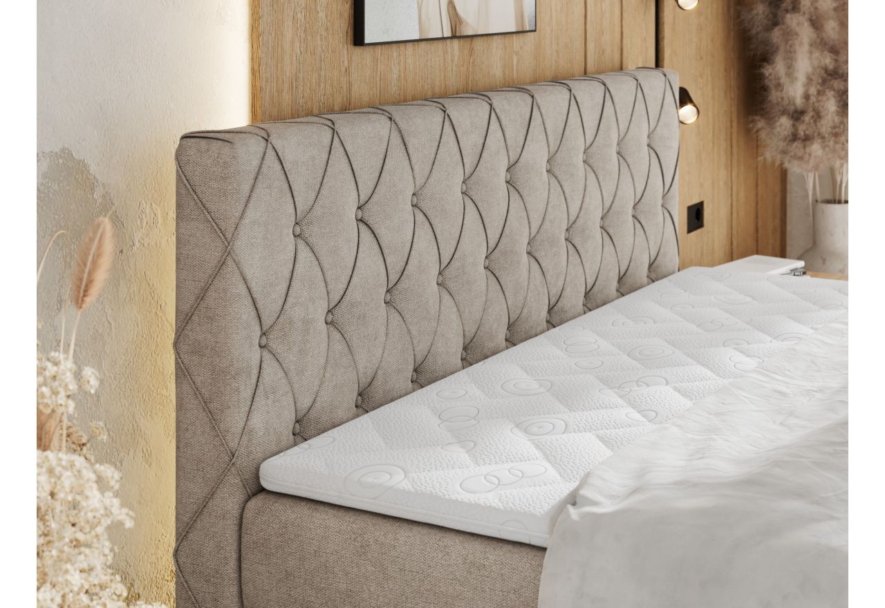 Łóżko kontynentalne MIREN KING DUO 180x200 - H3 - beżowy, struktura