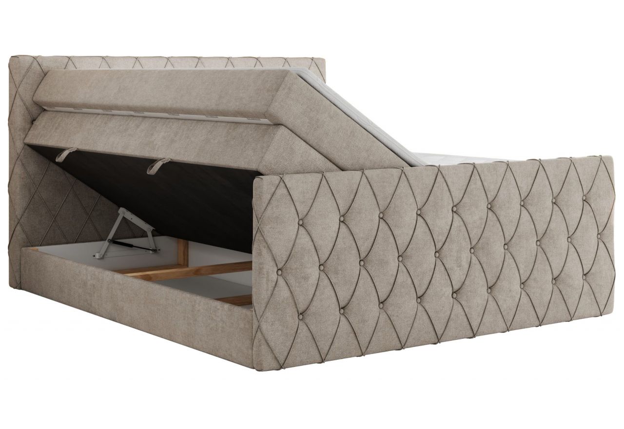 Łóżko kontynentalne MIREN KING DUO 200x200 - H3 - beżowy, struktura