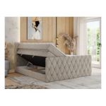 Łóżko kontynentalne MIREN KING DUO 120x200 - H4 - beżowy, struktura