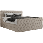 Łóżko kontynentalne MIREN KING DUO 160x200 - H4 - beżowy, struktura