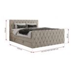 Łóżko kontynentalne MIREN KING DUO 160x200 - H4 - beżowy, struktura