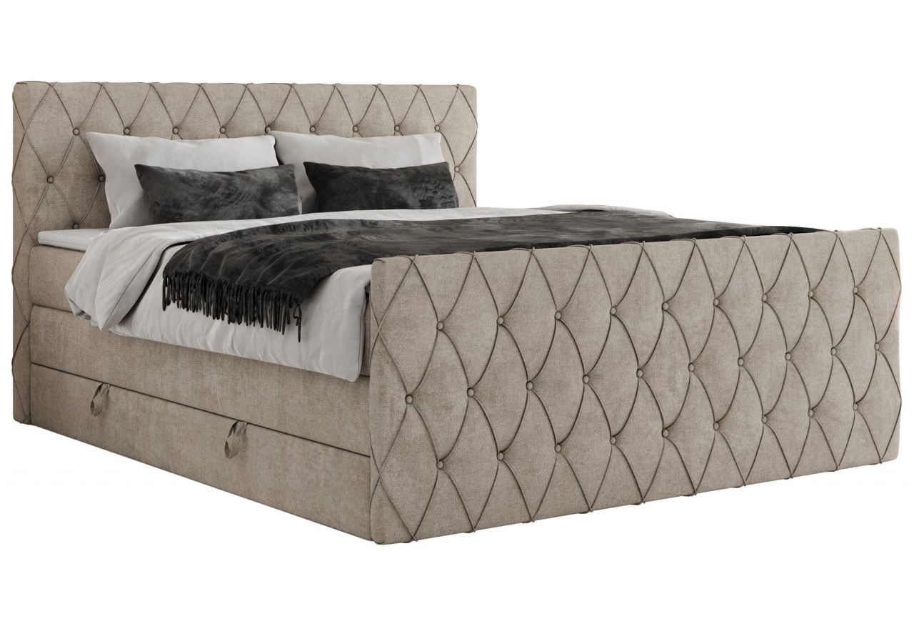 Łóżko kontynentalne MIREN KING DUO 200x200 - H4 - beżowy, struktura