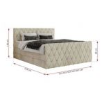 Łóżko kontynentalne MIREN KING DUO 120x200 - H3 - beżowy, welwet