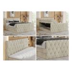 Łóżko kontynentalne MIREN KING DUO 120x200 - H3 - beżowy, welwet