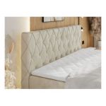 Łóżko kontynentalne MIREN KING DUO 160x200 - H3 - beżowy, welwet