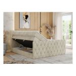 Łóżko kontynentalne MIREN KING DUO 160x200 - H3 - beżowy, welwet